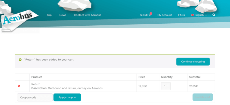 Aerobusのカート画面