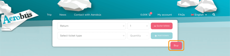 Aerobus公式サイトのトップページで「Buy」をクリック