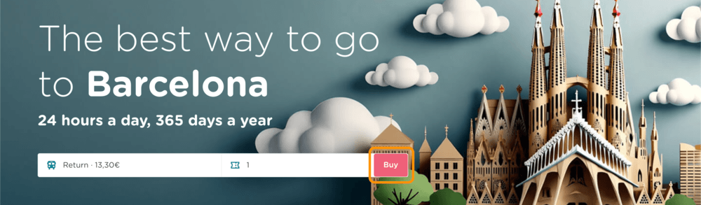 エアロバス(Aerobus)公式サイトのトップページにある「Buy」ボタン