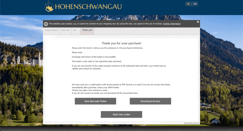 購入完了後の画面