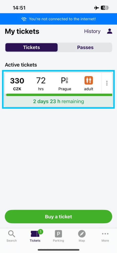 購入済みチケット一覧画面