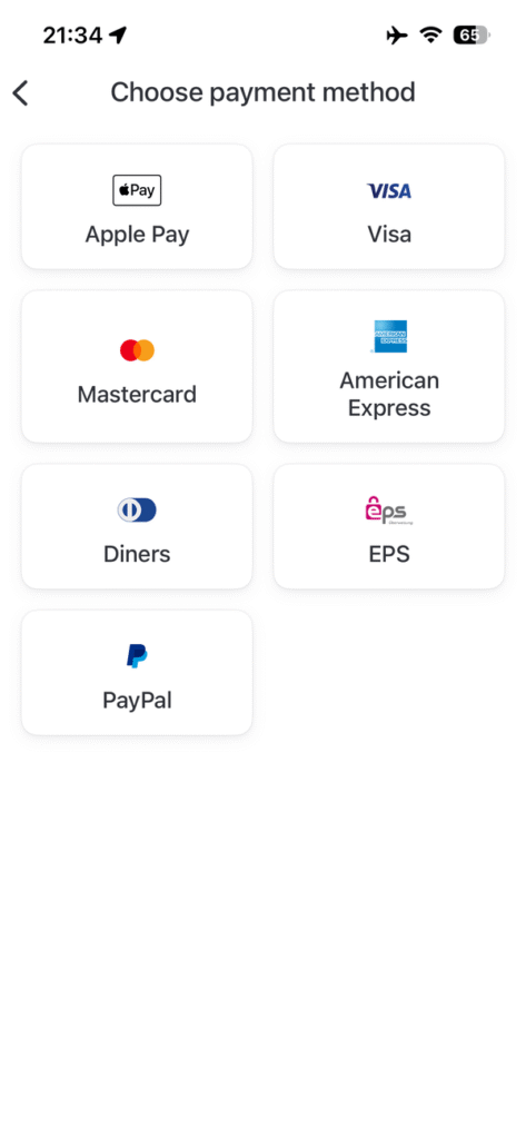 支払い方法選択画面