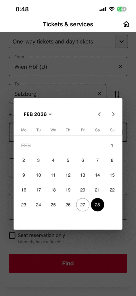 日付選択のカレンダーポップアップ