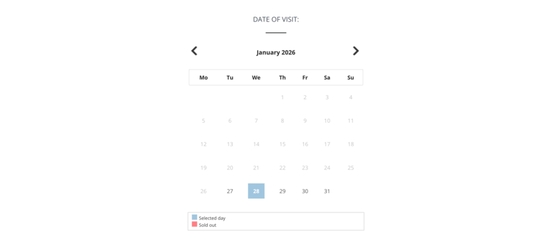 グエル公園「Park Güell Visit」チケットの日付選択画面
