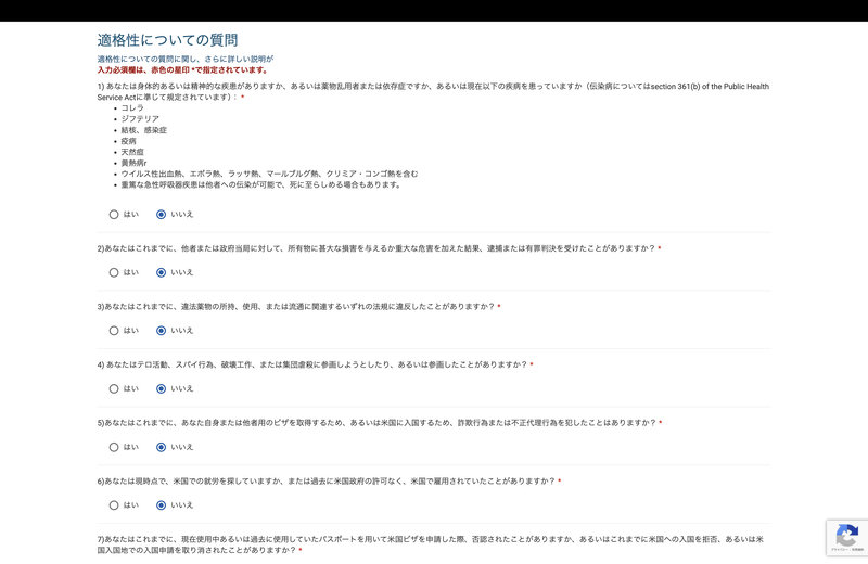 適格性質問画面1