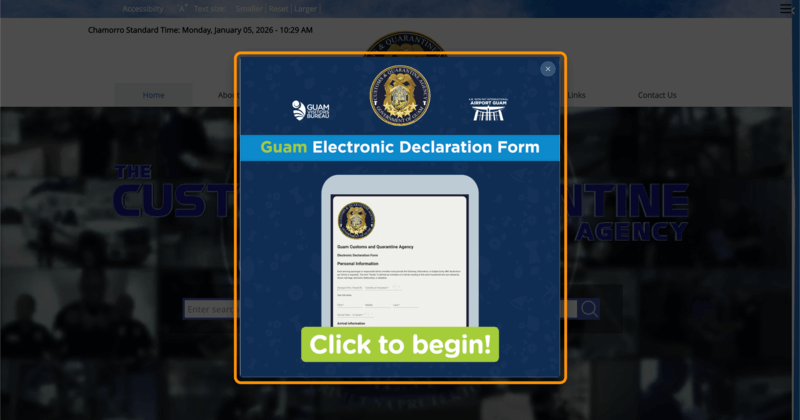 グアムデジタル税関申告書公式サイトのトップページ