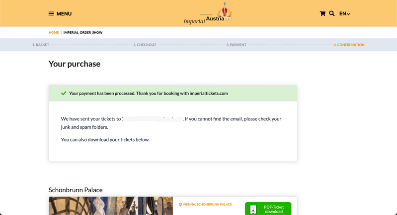 シシィパスの支払い完了画面