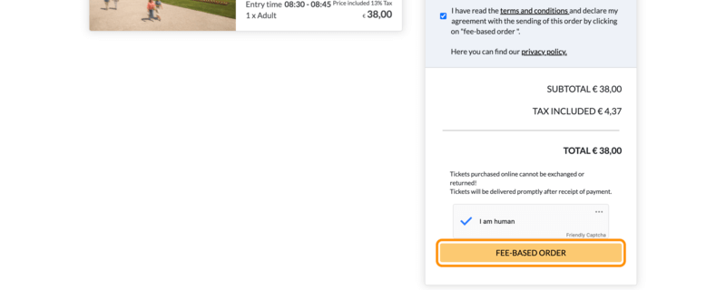 購入手続きへ進む「FEE-BASED ORDER」ボタン