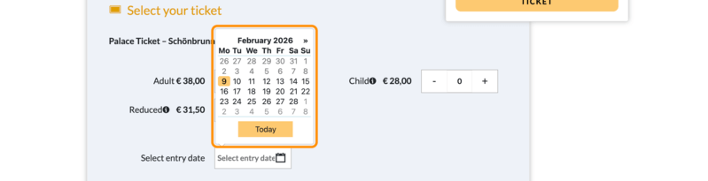 日付選択のカレンダー