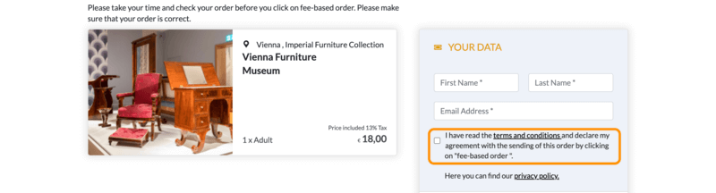 利用規約チェックボックス画面