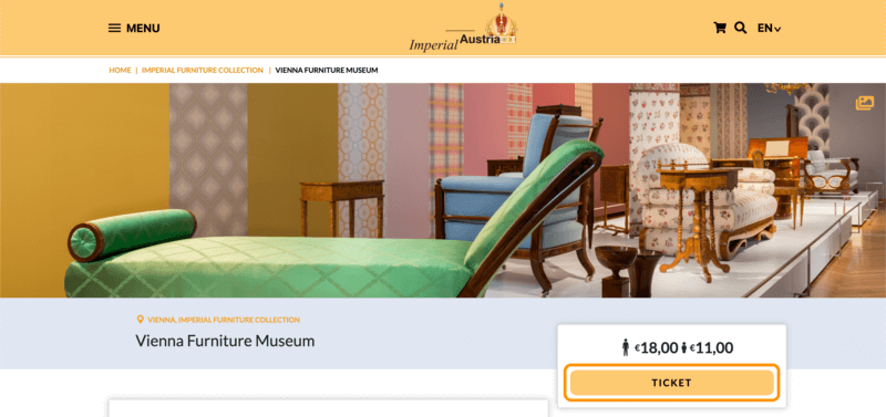 王宮家具博物館チケット購入ページ