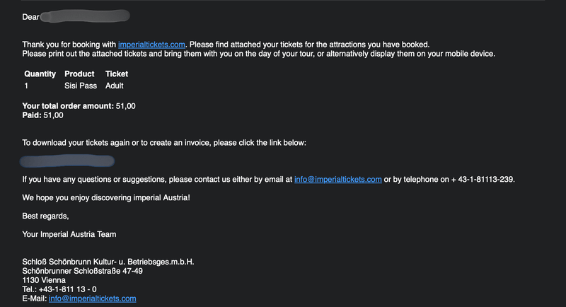 シシィパスの購入完了メール