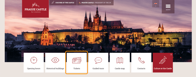 プラハ城公式サイトのトップページ
