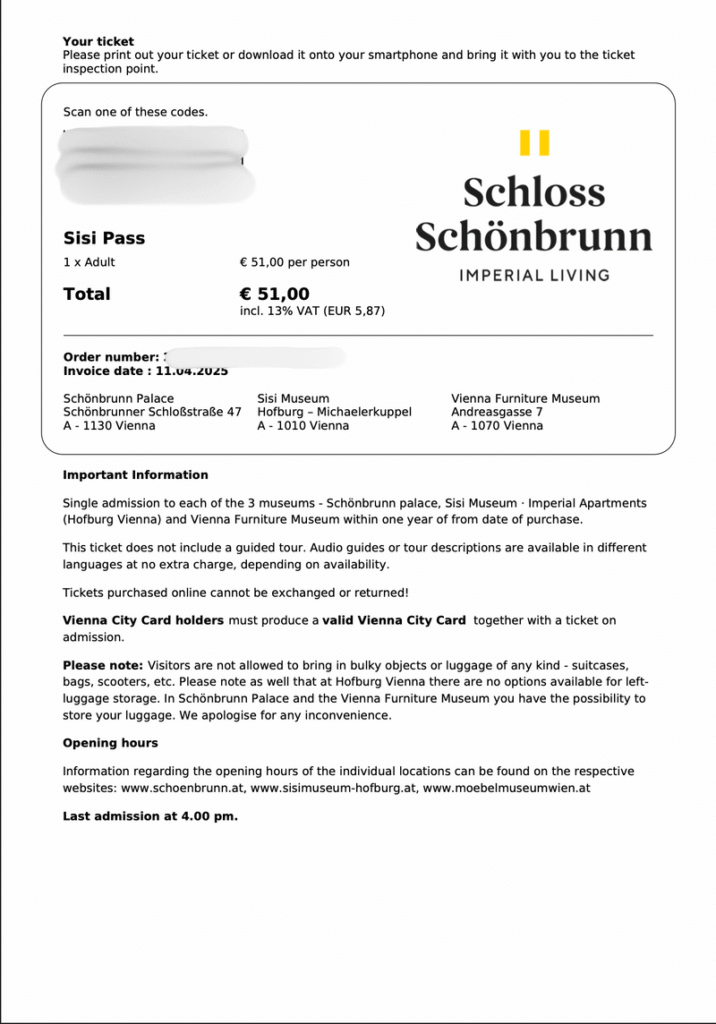 シシィパスのPDFチケット