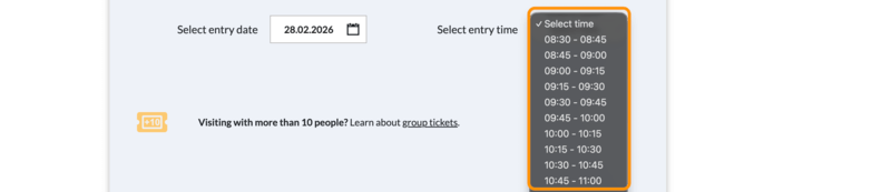 時間選択のプルダウンメニュー