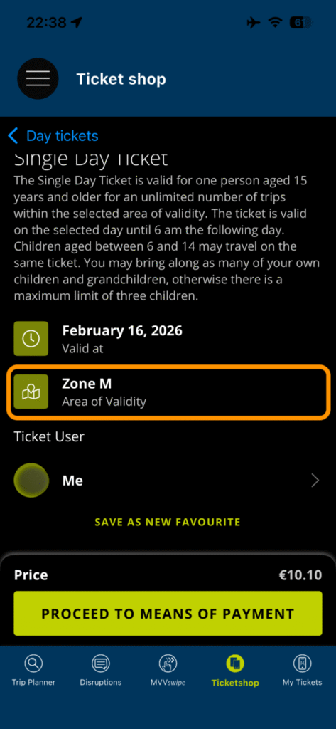 Single Day Ticketの詳細選択画面（2）