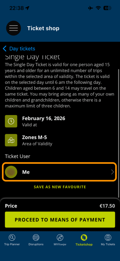 Single Day Ticketの詳細選択画面（3）