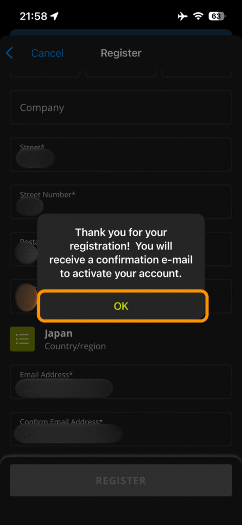 会員登録後のポップアップ