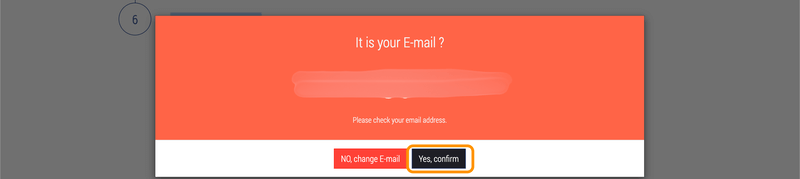 プラハ城チケットの購入画面のメールアドレス確認ポップアップ