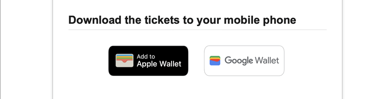 チケット確認メールのウォレット追加ボタン