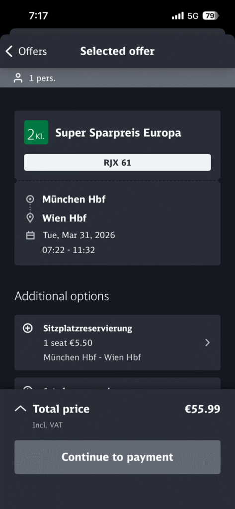 内容確認・オプション選択画面