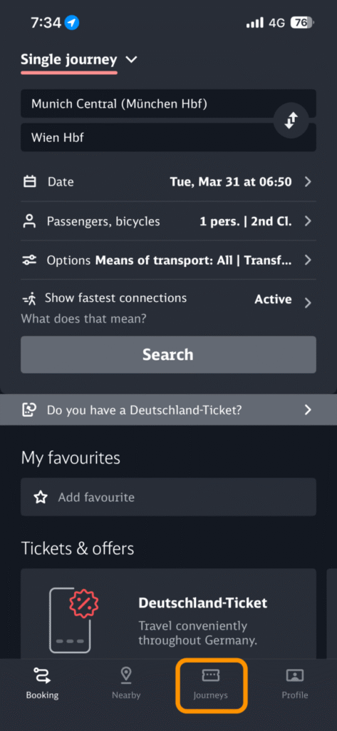 DB Navigatorアプリのトップページ