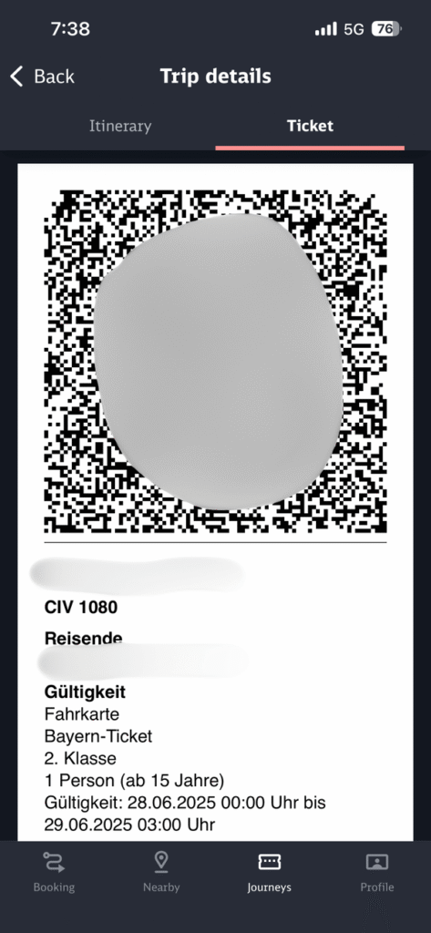 DB NavigatorアプリのQRコードチケット