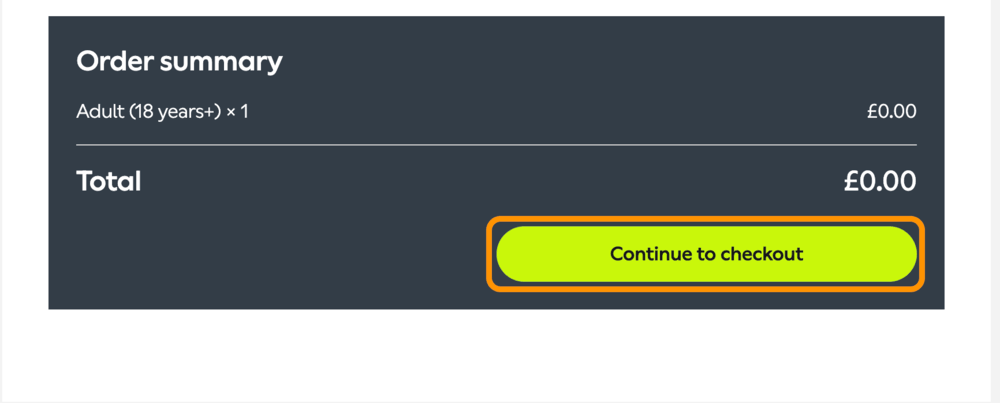 「Continue to checkout」ボタン